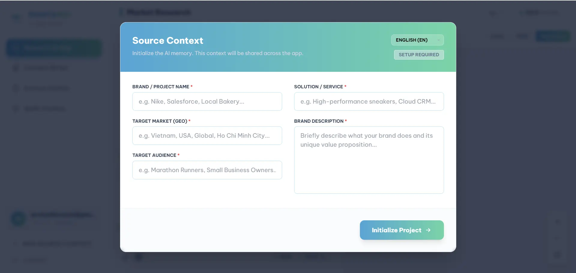 智能项目设置和 AI 记忆